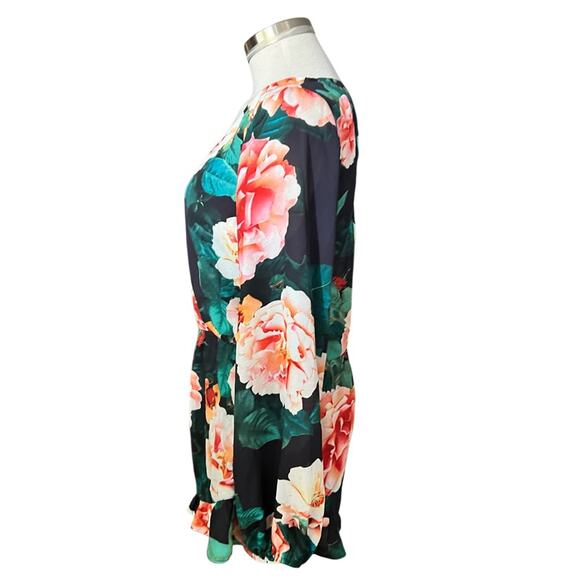 SHOW ME YOUR MUMU Romper Rocky Long Sleeve Floral Rose Black Pink Size Small - Picture 3 of 6